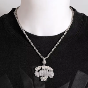 Collar con Colgante de Dinero Chapado en Rodio de Plata 925 para Hombre, Joyería de Moda Hip Hop para Fiestas - Product Image 5