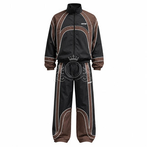 Conjunto Deportivo para Hombre, Chaqueta Cortavientos Negra y Marrón, 300 GSM, Cierre Completo, Logotipo Personalizado, Cuello Alto, 100% Nailon, Bolsillos Laterales - Product Image 4