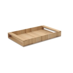 Plateau de service rustique en bois naturel avec poignées pour le petit-déjeuner, le café, le thé, les aliments, les collations, la décoration de la maison - Product Image 4