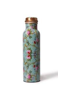 Bouteille d'eau en cuivre, design floral bleu, thermos portable, utilisation en voyage - Product Image 2