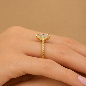 Anillo de Compromiso con Diamante Cultivado en Laboratorio de 3 Quilates, Corte Radiante, Certificado IGI, Color E, Oro de 14K, Estilo Vintage, Milgrain, Solitario, Floral, Catedral - Product Image 2