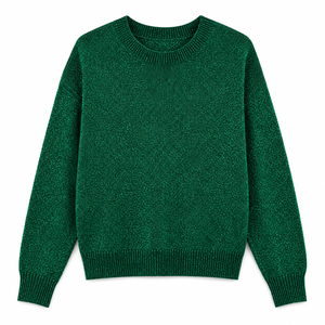 Suéter Metálico de Lurex para Mujer, Tejido Brillante, Cuello Redondo, Manga Larga, Corte Holgado, Transpirable, para Invierno, Casual, para Fiestas - Product Image 5