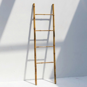 Porte-serviettes en bambou massif, échelle, taille personnalisée, 50 cm de large |   Décoration de ferme, échelle en bambou vietnamienne, porte-serviettes et porte-plaids, prix d'usine - Product Image 1