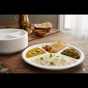 12-Inch 4-Compartment Bagasse <b>Disposable</b> <b>Plate</b> Heavy-Duty Microwave Freezer Safe BPA-Free Eco-Friendly Compostable Hot/Cold - Product Image 2