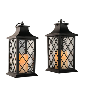 Premium Copper Brushed Vintage Style Hanging <b>Lanterns</b> <b>Set</b> Of 2 Indoor Outdoor Decorative Metal Glass Candle <b>Lantern</b> On Sale - Product Image 3