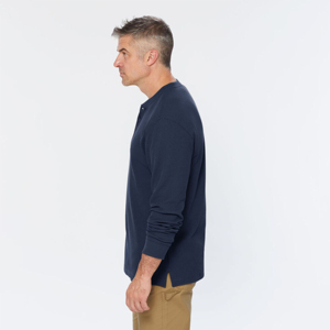 Camiseta de Manga Larga para Hombre, Cuello con Botones, Diseño Liso, Lino/Algodón, Transpirable y Ecológica, de Secado Rápido, Personalizable - Product Image 3