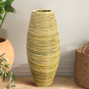 Vase en verre tissé à rayures contrastées noires, qui apporte un caractère côtier chic aux tables, disponible à prix de gros. - Product Image 3