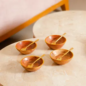 Tazón de Madera Natural Hecho a Mano, Ecológico, con Acabado Liso para Servir Alimentos, Ensaladas, Sopas, Arroz, Uso en Cocina y Restaurantes - Product Image 3