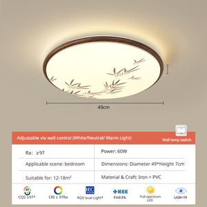 高品质全光谱 LED 吸顶灯 Ra97 护眼无频闪 50 毫米高 表面安装式主卧灯 - Product Image 6