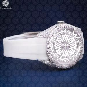 Reloj de Lujo para Mujer Charm_Jewells, Caja Tonneau de Acero Inoxidable de 38 mm, Cuarzo Analógico, Correa de Silicona con Incrustaciones de Diamantes - Product Image 4