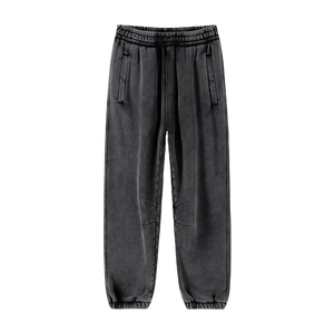 Pantalones Deportivos de Algodón Negro para Hombre, Cintura Elástica, Bolsillos Laterales, Estilo Casual Otoñal, Tejido de Punto, Peso Medio - Product Image 4