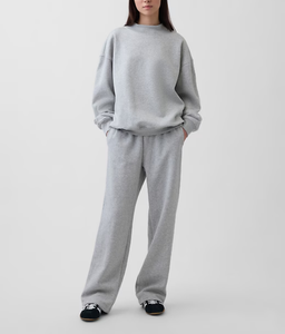 Completo da jogging da <span class=keywords><strong>donna</strong></span> personalizzato in felpa girocollo tinta unita in tessuto French Terry, casual autunnale/invernale, con pantaloni a gamba larga - Product Image 1