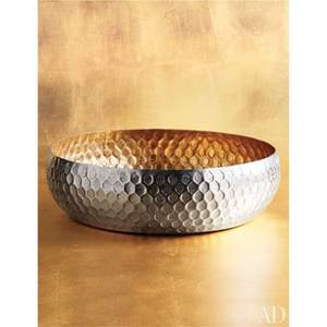 Frutero Decorativo de Metal Dorado Antiguo, Martillado, con Borde Festoneado y Acanalado, con Pedestal, Centro de Mesa de Lujo para Decoración del Hogar - Product Image 4