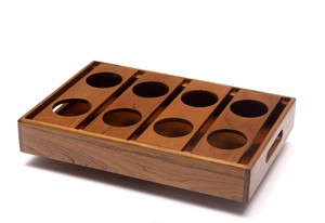 Plateau porte-bouteilles en bois massif imperméable, design rectangulaire minimaliste, rangement de cuisine durable, mobilier moderne pour la maison - Product Image 2