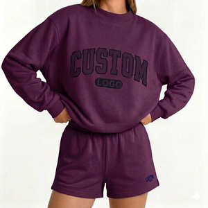 Women Two Piece <b>Mock</b> <b>Neck</b> <b>Top</b> And Shorts Set Lightweight Feel Relaxed Shape Easy Wear Daily Casual Clothing - Product Image 1