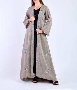 Embroidery New Style Modest Abaya Robe Islamic Clothing Front Open Muslim Women Long Dress Polyester Floral V Neck <b>Eid</b> Daily - Product Image 3