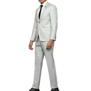 Traje de Negocios para Hombre, Color Gris Claro, Cuello de Solapa, Antiarrugas, Poliéster, Corte Regular - Product Image 5