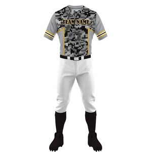 Conjunto de uniforme de béisbol personalizado OEM de alta calidad para hombre de secado rápido y ajuste regular con ropa de equipo impresa por sublimación de manga corta - Product Image 3