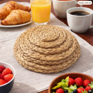 Sous-verres en bambou et jonc de mer, set de napperons de table tissés, résistants à la chaleur, écologiques, style bohème - Product Image 1