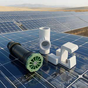 hydroplus international solar panel cleaning sprinkler nozzle riser 1/2 inch female tee connector clamp m6 <b>frame</b> edge mount kit - Product Image 1