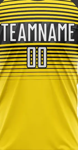 Men Yellow/Black Color <b>T</b>-<b>Shirt</b> And Shorts Soccer Jersey Football Uniform Half Sleeve 100% <b>Polyester</b> Custom Men's Kit - Product Image 3