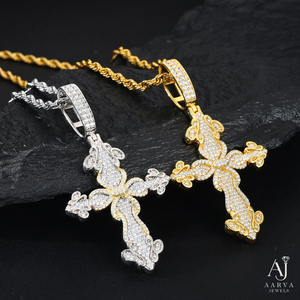 Pendentif Croix Chrétienne en Moissanite en Argent 925 Plaqué Or Rose, Collier Breloque Hip Hop, Bijou Unisexe pour Fête - Product Image 6