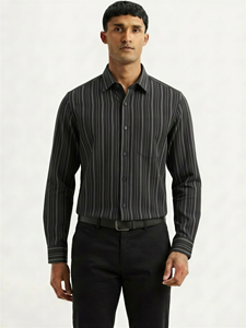 Chemise décontractée d'été pour homme Enovate, à double boutonnage, manches longues, respirante, 100% coton tissé - Product Image 2
