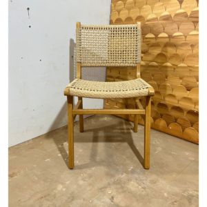 <b>Garden</b> Chairs Outdoor Modern Solid Teak Wood Paper Cord Woven Dining Armless Seat For Patio Restaurant Hotel Resort use - Product Image 4