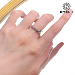 Jewelux Women's Rose Gold Plated <b>Eternity</b> Band <b>Ring</b> With Round Brilliant Cut Diamonds And Pink Stones Pave Setting Luxury Style - Product Image 6