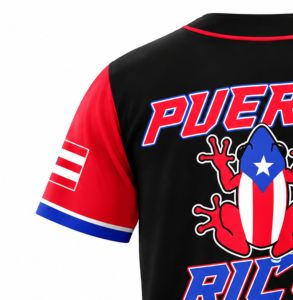 Camiseta de Béisbol Corex Puerto Rico Negra con Botones, Manga Corta, Sublimada, Transpirable, 100% Poliéster, Uniforme de Equipo Unisex - Product Image 5