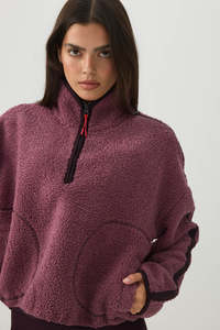 Chaqueta Sherpa Oversize para Mujer, Cálida de Forro Polar, con Capucha, de Invierno, Casual, con Media Cremallera, OEM, Personalizada, de Moda, al por Mayor - Product Image 3