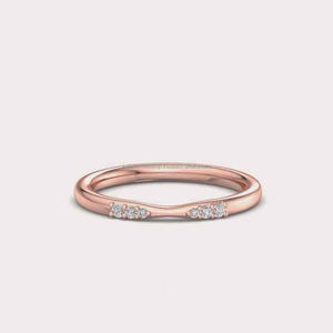 Rose Gold Curved Moissanite Diamond Wedding Band Minimalist <b>Stacking</b> <b>Ring</b> Curved Bridal Band Matching Engagement <b>Ring</b> - Product Image 1