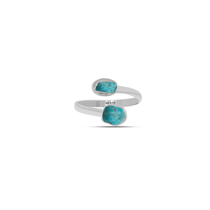 Anillo de Turquesa en Forma Natural con Baño de Oro Rosa, Estilo Clásico para Compromiso, Aniversario y Regalo para Fiestas, Paquete de 6 - Product Image 2