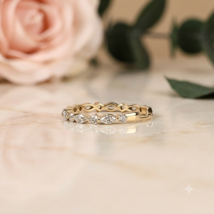 Anillo de Eternidad Clásico con Moissanita Corte Marquesa para Mujer, Plata de Ley 925, Chapado en Oro de 18K, para Aniversario de Bodas - Product Image 3