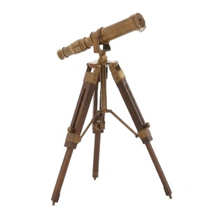 Telescopio de Latón de 10 Pulgadas con Trípode de Madera, Soporte Ajustable, Telescopio Náutico Vintage para Niños, Adultos, Decoración del Hogar, Oficina, Viajes - Product Image 3