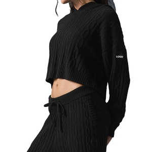 Sudadera con capucha de punto trenzado personalizada de alta demanda para mujer, jersey cálido de invierno, ropa de descanso extragrande, proveedor de prendas de punto con etiqueta privada OEM - Product Image 4