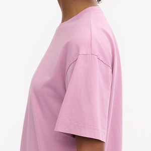 <b>Pink</b> Women Crew Neck T-Shirt 100% Organic Cotton Logo Print Casual Regular Fit Short Sleeve Solid Color Breathable Eco-Friendly - Product Image 5