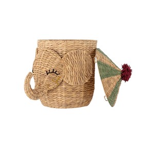 Boho Handwoven <b>Elephant</b> Water Hyacinth <b>Basket</b> Cute Animal Clothes <b>Laundry</b> Hamper Aesthetic Decorative Storage Bin for <b>Nursery</b> - Product Image 2
