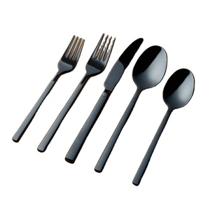 Produit de vaisselle en acier inoxydable noir de fabrication artisanale, 5 pièces, manche torsadé, couleur noire - Product Image 1