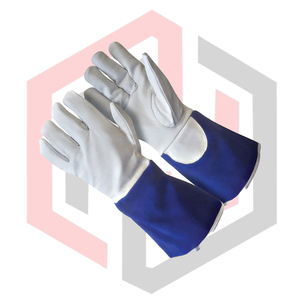 Gants de soudage TIG en cuir de chèvre pleine fleur, avant et arrière, avec poignet tricoté, haute qualité, pour travail quotidien et sécurité incendie, OEM 16 pouces - Product Image 4