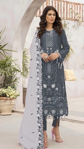 Salwar Kameez moderne semi-cousu en faux georgette brodé pour mariage et Diwali - Product Image 2