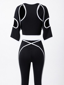 Conjunto Deportivo de Yoga de 3 Piezas para Mujer, con Logotipo Frontal, en Colores Personalizados, Elástico, de Spandex/Nailon, para Gimnasio y Entrenamiento - Product Image 5