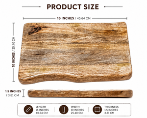 Planche à découper rectangulaire en bois de manguier, épaisseur 0,4 cm, extra large, bord naturel, bois massif, compatible lave-vaisselle - Product Image 3