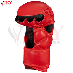Gants de combat MMA en cuir synthétique à paume ouverte, couleur rouge unie, protection des mains, fournisseur de qualité, nouvelle tendance - Product Image 3