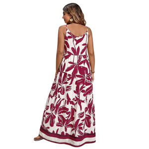 Vestido largo floral para mujer, vestido informal de verano con lazo frontal y corte en A - Product Image 2