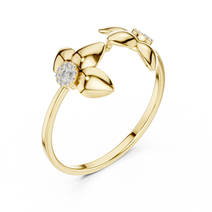 Anillo solitario minimalista de oro amarillo macizo de 14k con diamante de corte redondo abierto para mujer, ideal para compromiso, aniversario o regalo de boda. - Product Image 1