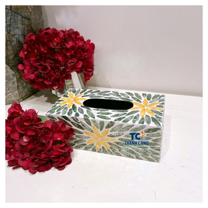 Fabricant en gros de boîtes à mouchoirs en nacre, finition en mosaïque décorative, boîte à mouchoirs avec mosaïque de perles, Vietnam - Product Image 1