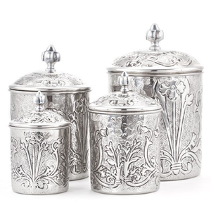 Antique Copper Metal Classic Food <b>Canisters</b> Embossed Grapevine Moisture-Proof Flip Top Lid Pantry Storage Wholesale Prices - Product Image 5