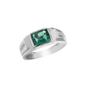 <b>Emerald</b> Men's 925 Sterling <b>Silver</b> Bezel Setting <b>Emerald</b> Cut Green Gemstone Wedding Engagement Party Birthstone Gift <b>Ring</b> - Product Image 3