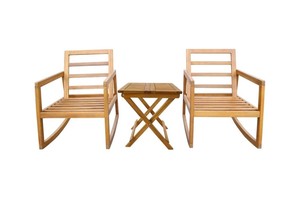 Wooden Rocking Chair <b>Side</b> <b>Table</b> Set Outdoor Patio Lounge Seating Furniture - Product Image 1